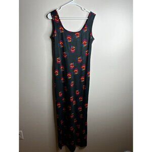 Vintage Traina 90s Y2K‎ Tropical Floral Bee Bird Tank Maxi Dress Resort Vacation